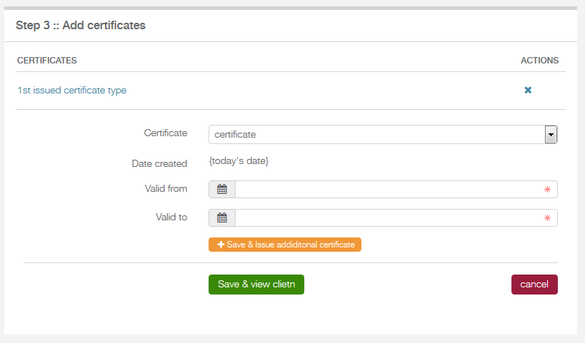 add certificate form